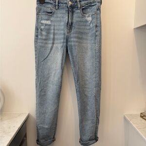 Women's Light Blue Distressed Mom Jeans